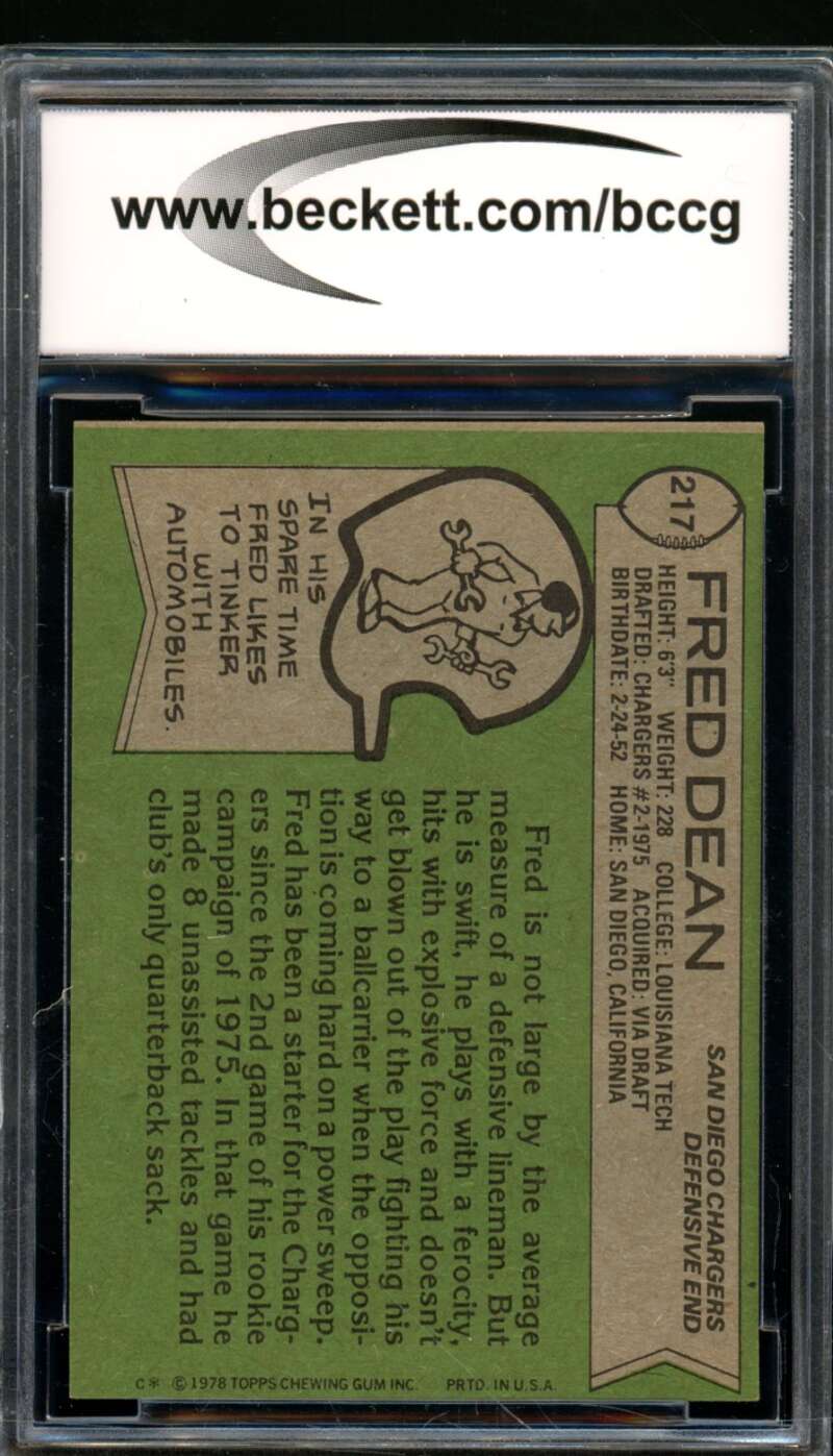 Fred Dean Rookie Card 1978 Topps #217 BGS BCCG 7 Image 2