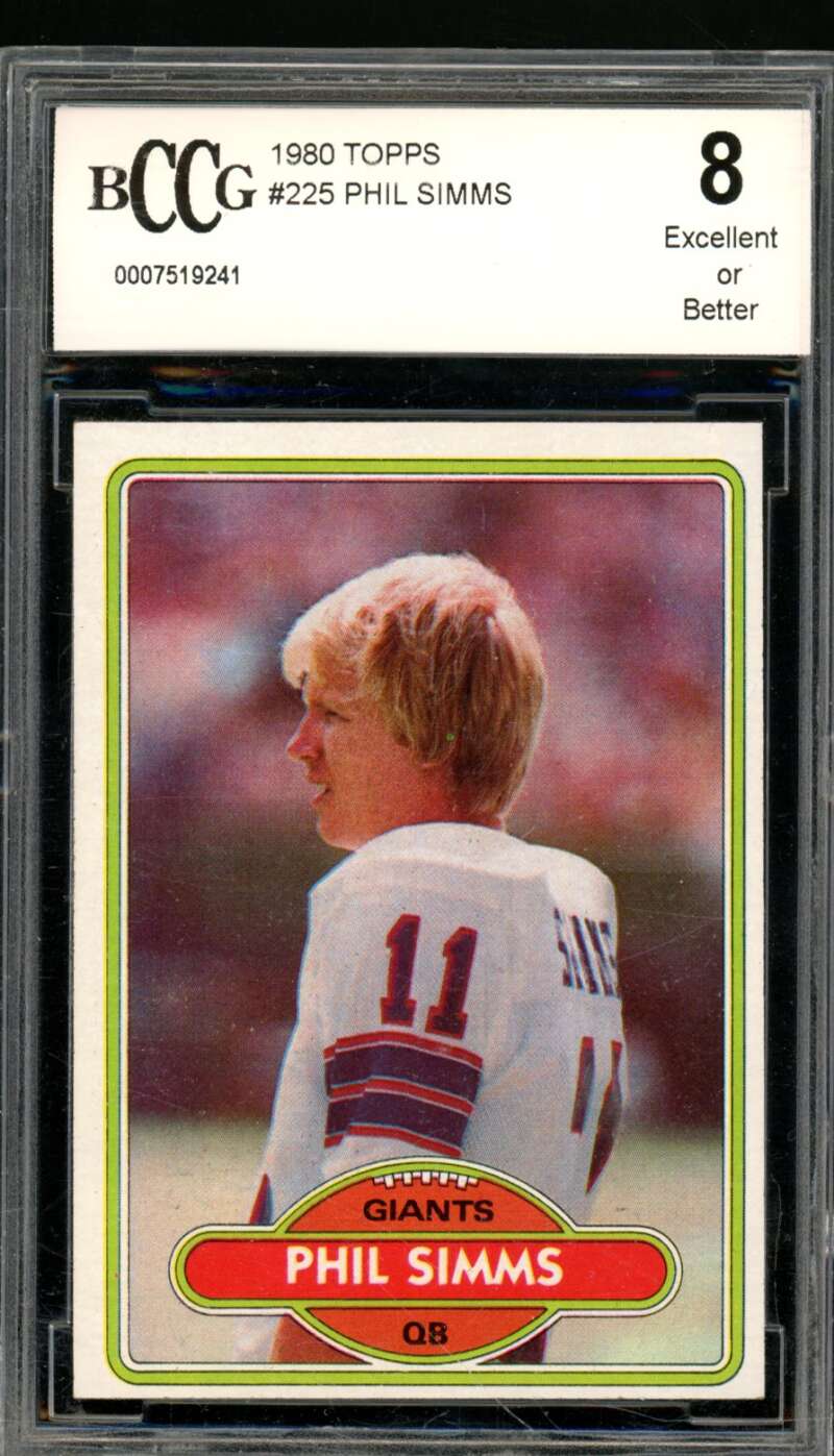 Phil Simms Rookie Card 1980 Topps #225 BGS BCCG 8 Image 1