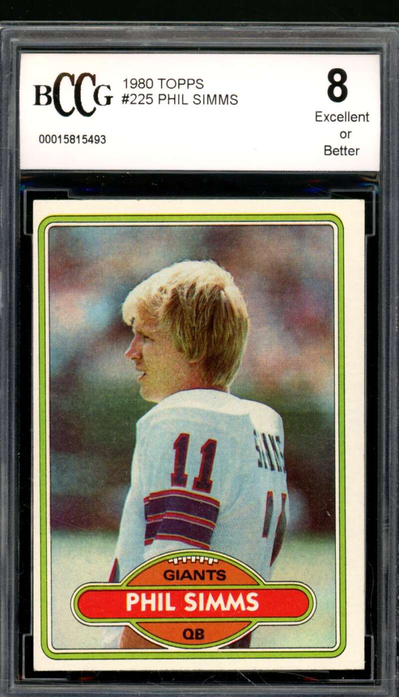 Phil Simms Rookie Card 1980 Topps #225 BGS BCCG 8 Image 1