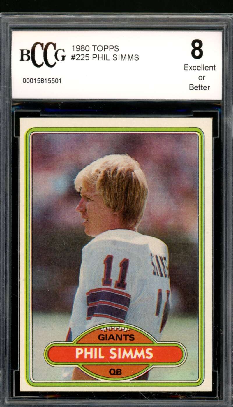 Phil Simms Rookie Card 1980 Topps #225 BGS BCCG 8 Image 1