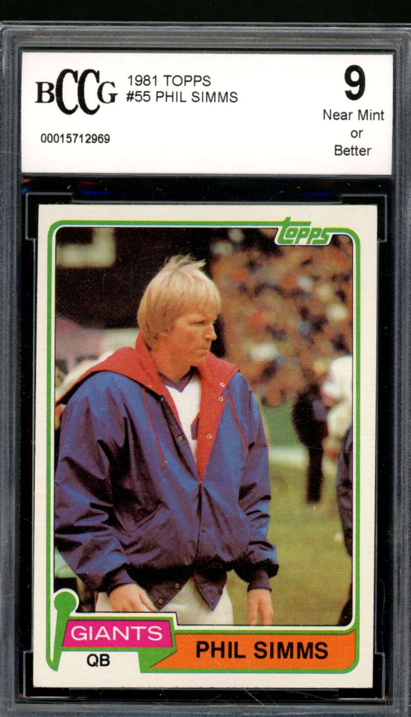 Phil Simms Card 1981 Topps #55 BGS BCCG 9 Image 1