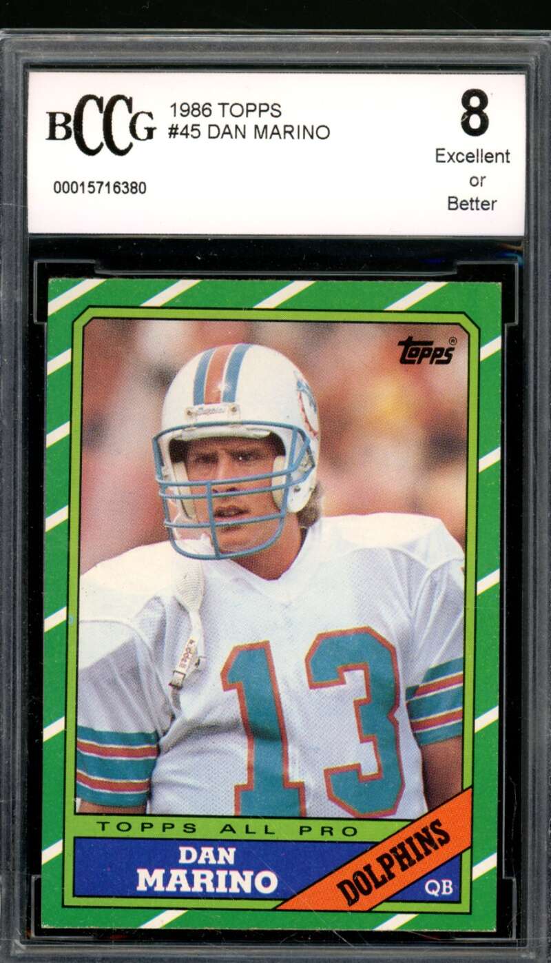 Dan Marino Card 1986 Topps #45 BGS BCCG 8 Image 1