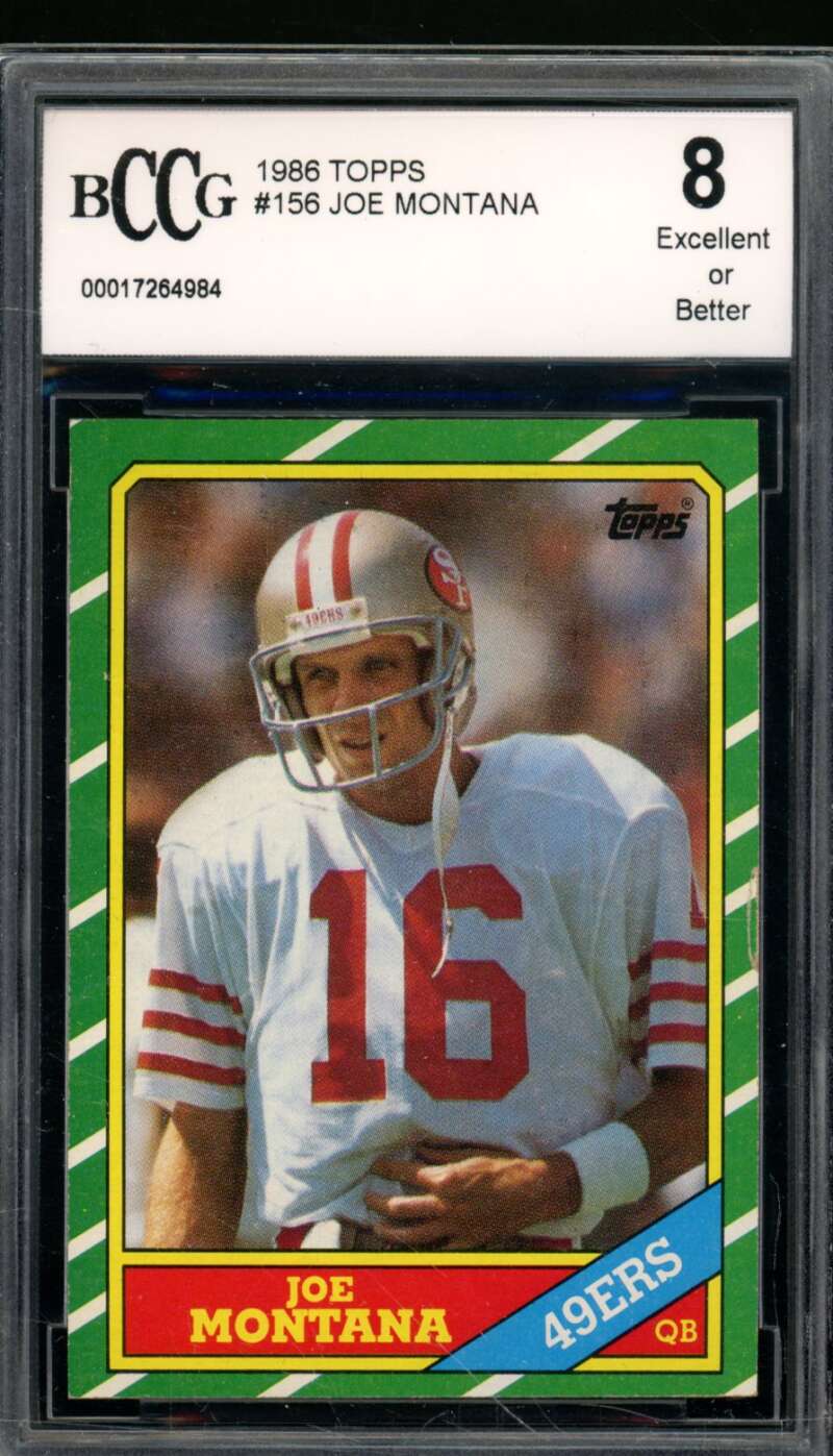 Joe Montana Card 1986 Topps #156 BGS BCCG 8 Image 1