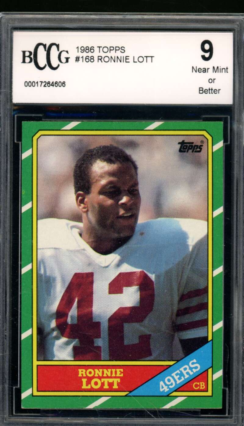 Ronnie Lott Card 1986 Topps #168 BGS BCCG 9 (read) Image 1