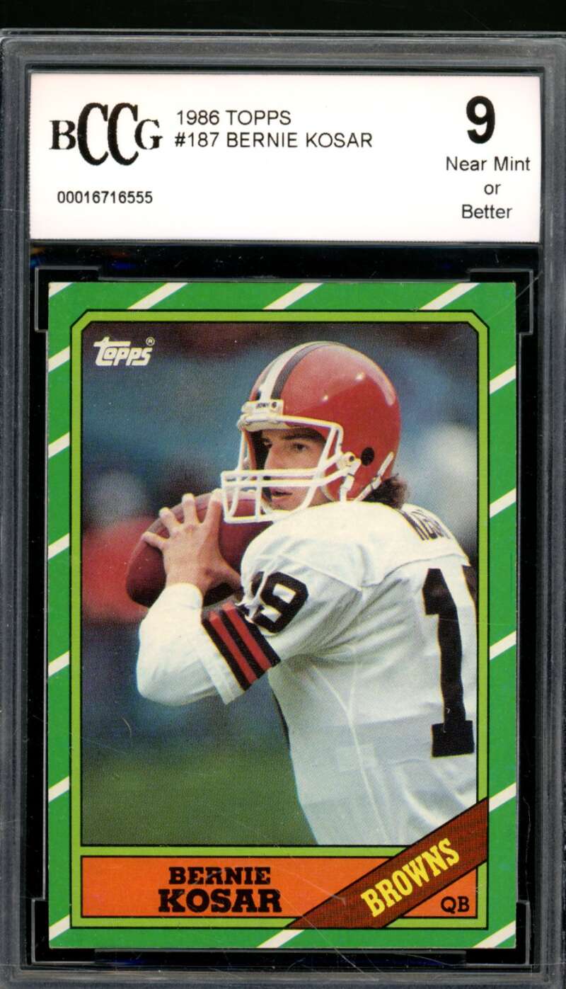 Bernie Kosar Rookie Card 1986 Topps #187 BGS BCCG 9 Image 1