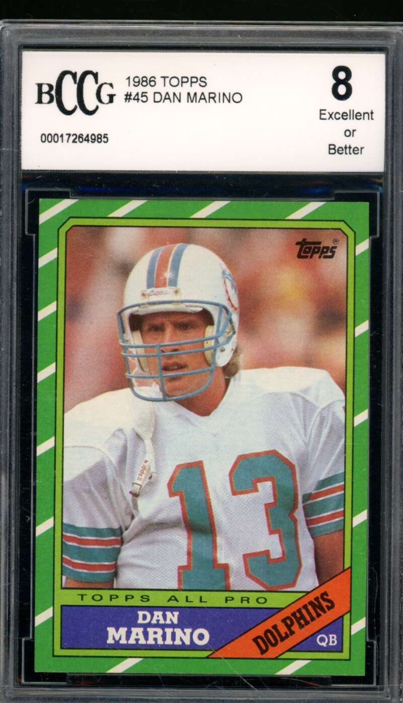 Dan Marino Card 1986 Topps #45 BGS BCCG 8 Image 1