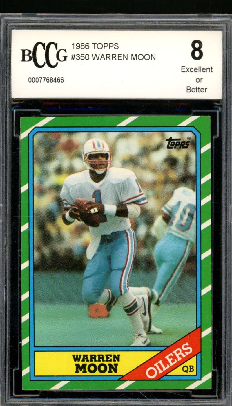 Warren Moon Card 1986 Topps #350 BGS BCCG 8 Image 1