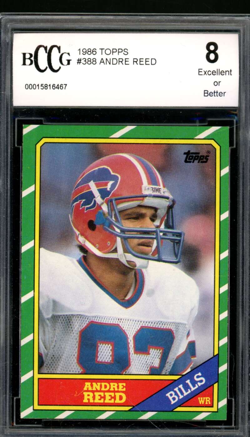 Andre Reed Rookie Card 1986 Topps #388 BGS BCCG 8 Image 1