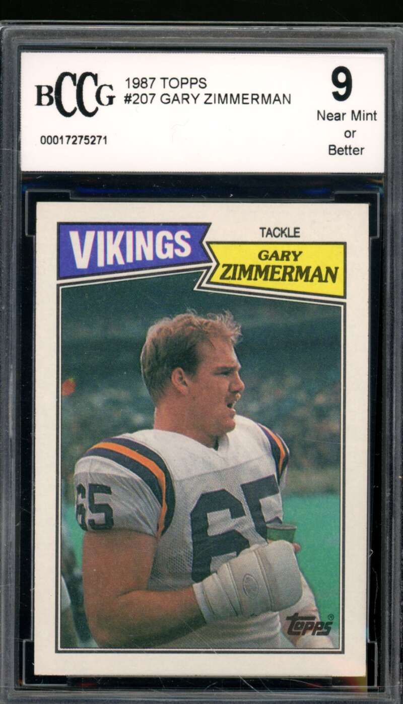 Gary Zimmerman Rookie Card 1987 Topps #207 BGS BCCG 9 Image 1