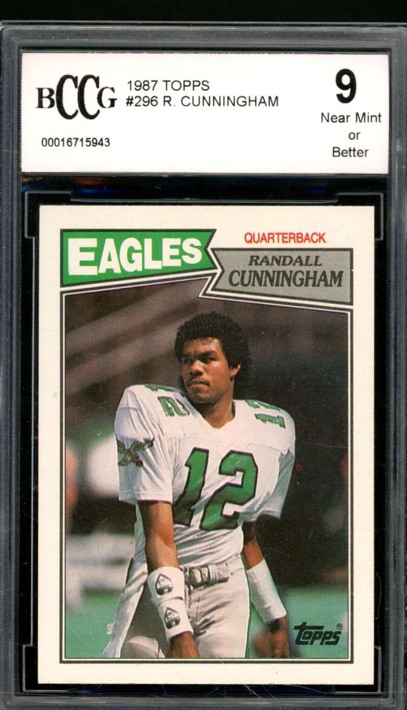 Randall Cunningham Card 1987 Topps #296 BGS BCCG 9 Image 1