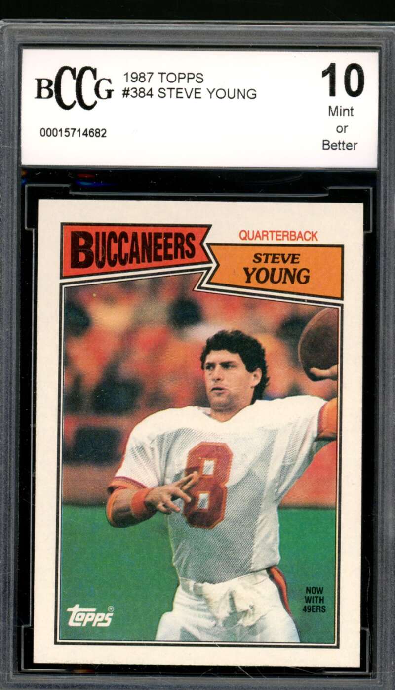 Steve Young Card 1987 Topps #384 BGS BCCG 10 Image 1