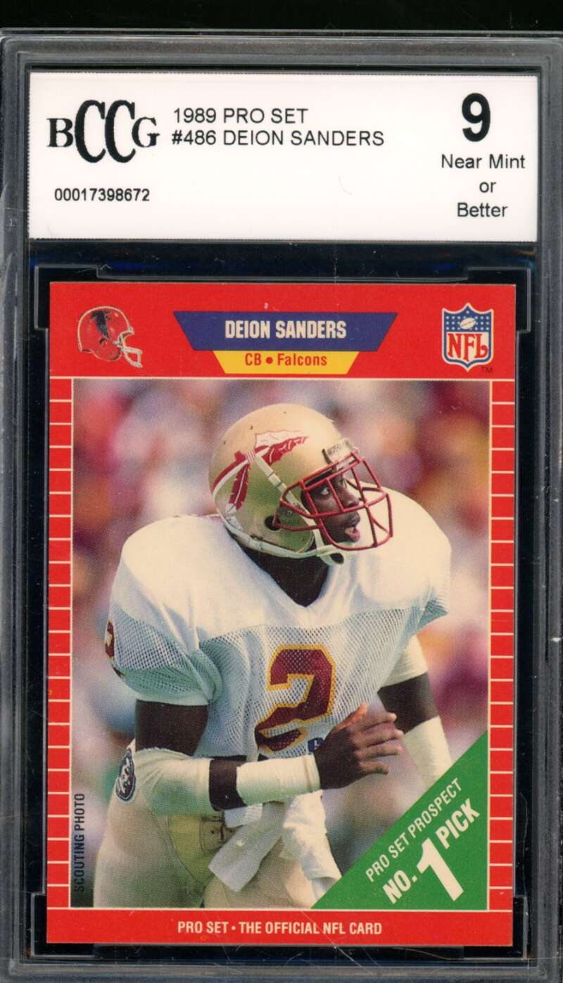 Deion Sanders Rookie Card 1989 Pro Set #486 BGS BCCG 9 Image 1