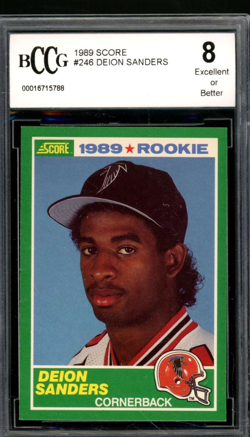 Deion Sanders Rookie Card 1989 Score #246 BGS BCCG 8 Image 1