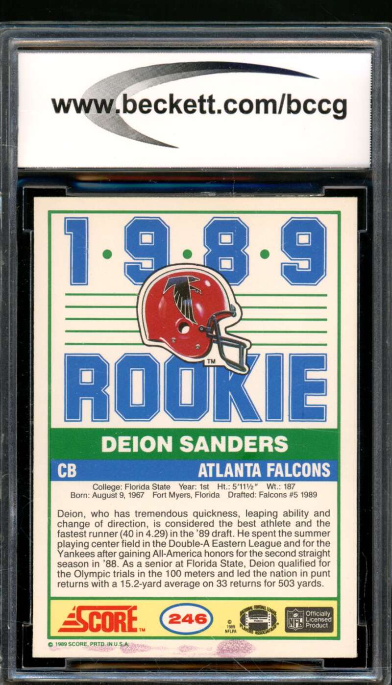 Deion Sanders Rookie Card 1989 Score #246 BGS BCCG 8 Image 2