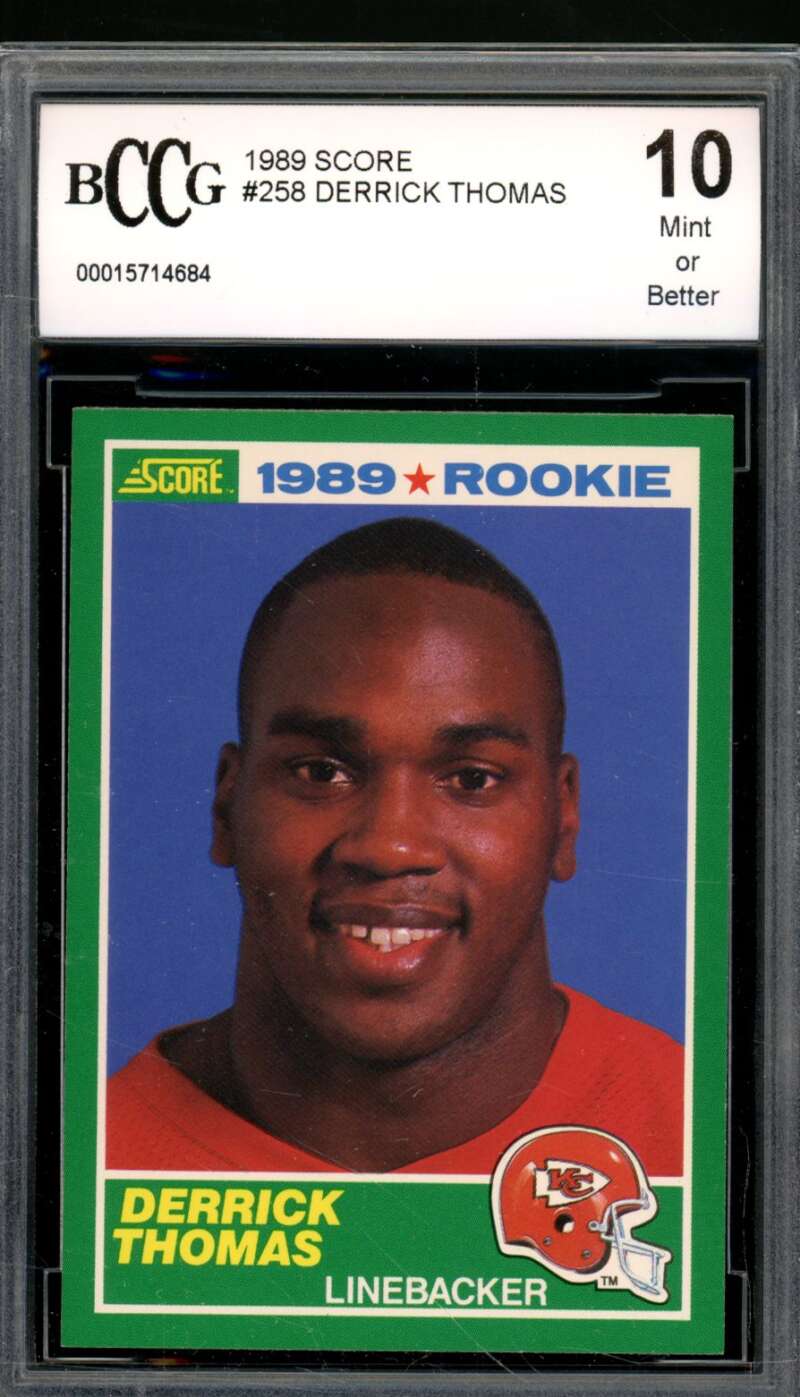 Derrick Thomas Rookie Card 1989 Score #258 BGS BCCG 10 Image 1