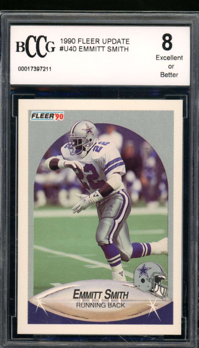 Emmitt Smith Rookie Card 1990 Fleer Update #U-40 BGS BCCG 8 Image 1