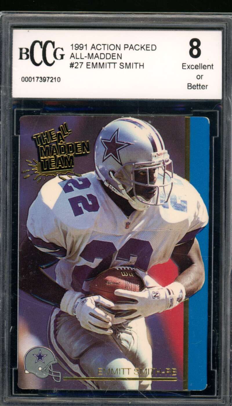 Emmitt Smith Card 1991 Action Packed All-Madden #27 BGS BCCG 8 Image 1