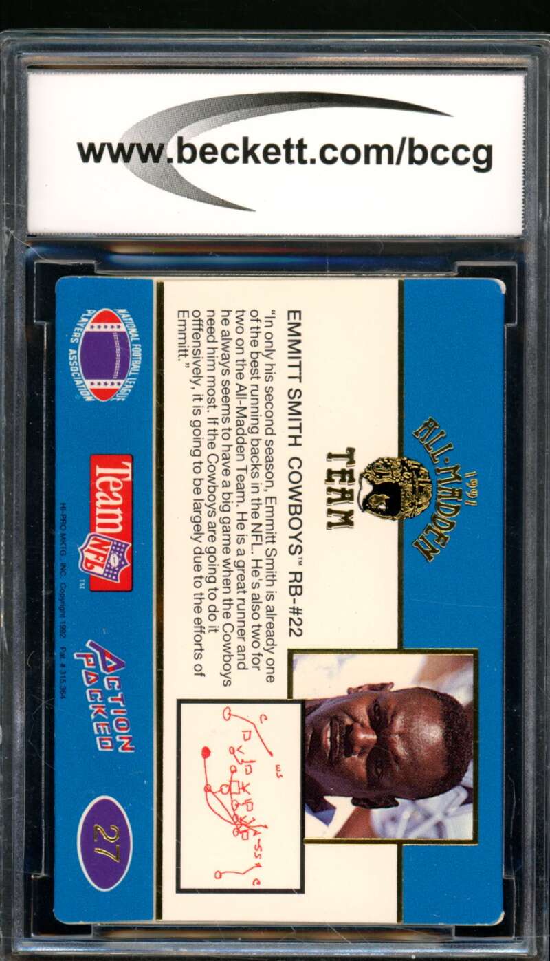 Emmitt Smith Card 1991 Action Packed All-Madden #27 BGS BCCG 8 Image 2