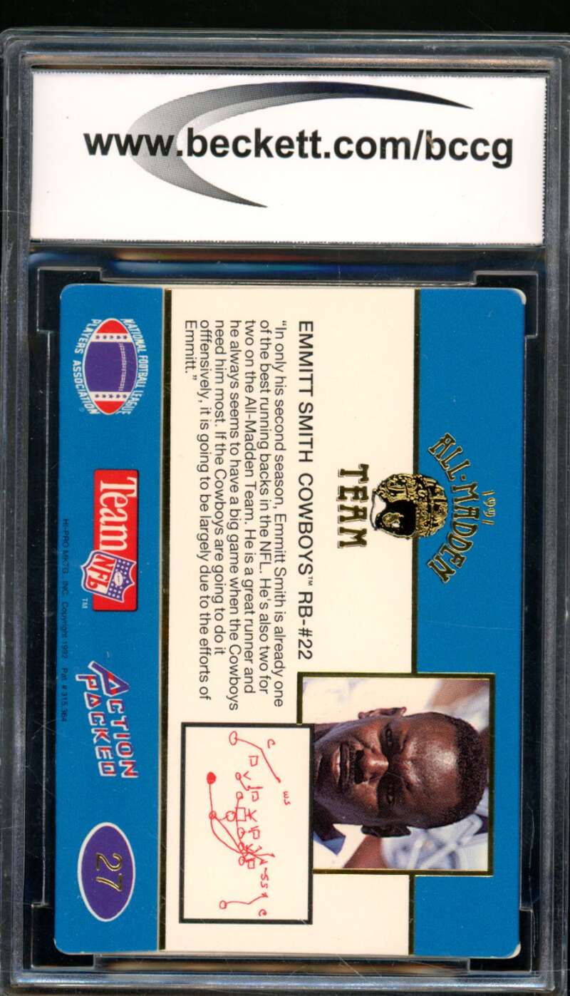 Emmitt Smith Card 1991 Action Packed All-Madden #27 BGS BCCG 9 Image 2