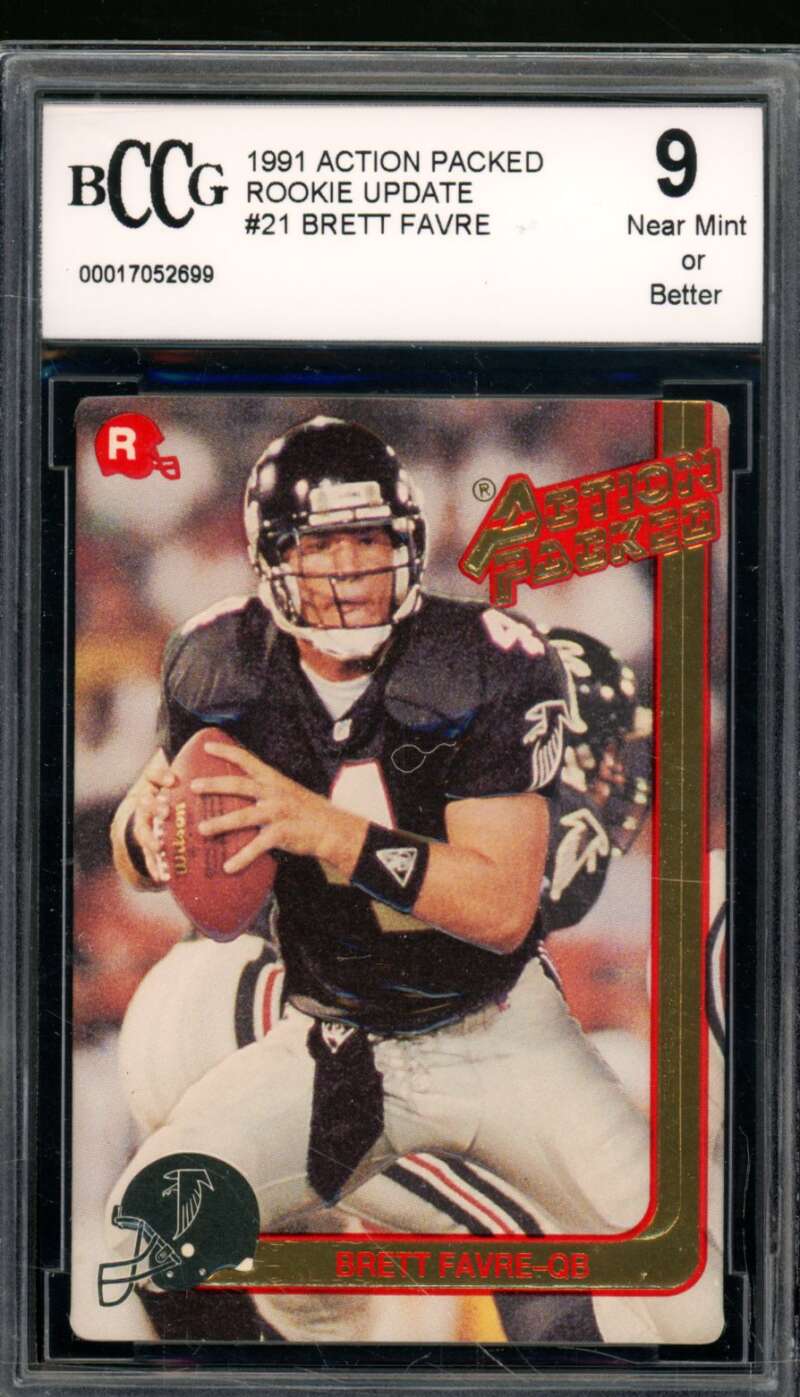 Brett Favre Rookie Card 1991 Action Packed Rookie Update #21 BGS BCCG 9 Image 1