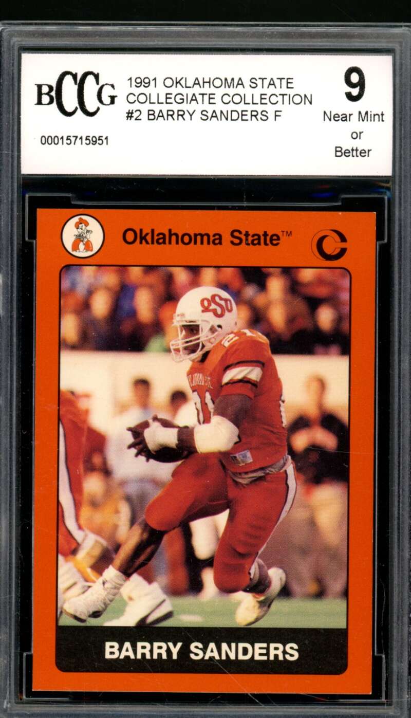 Barry Sanders Card 1991 Oklahoma State Collegiate Collection #2 BGS BCCG 9 Image 1