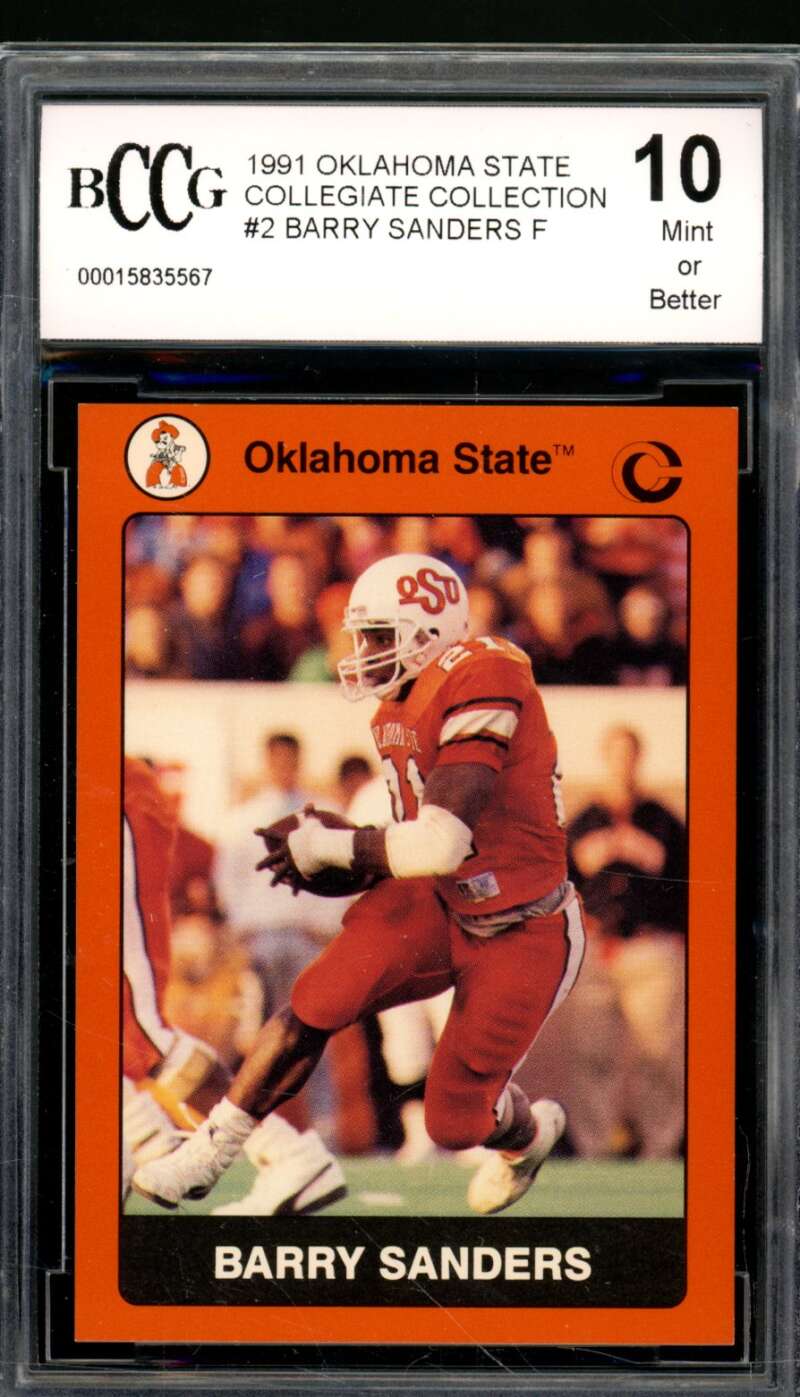 Barry Sanders Card 1991 Oklahoma State Collegiate Collection #2 BGS BCCG 10 Image 1