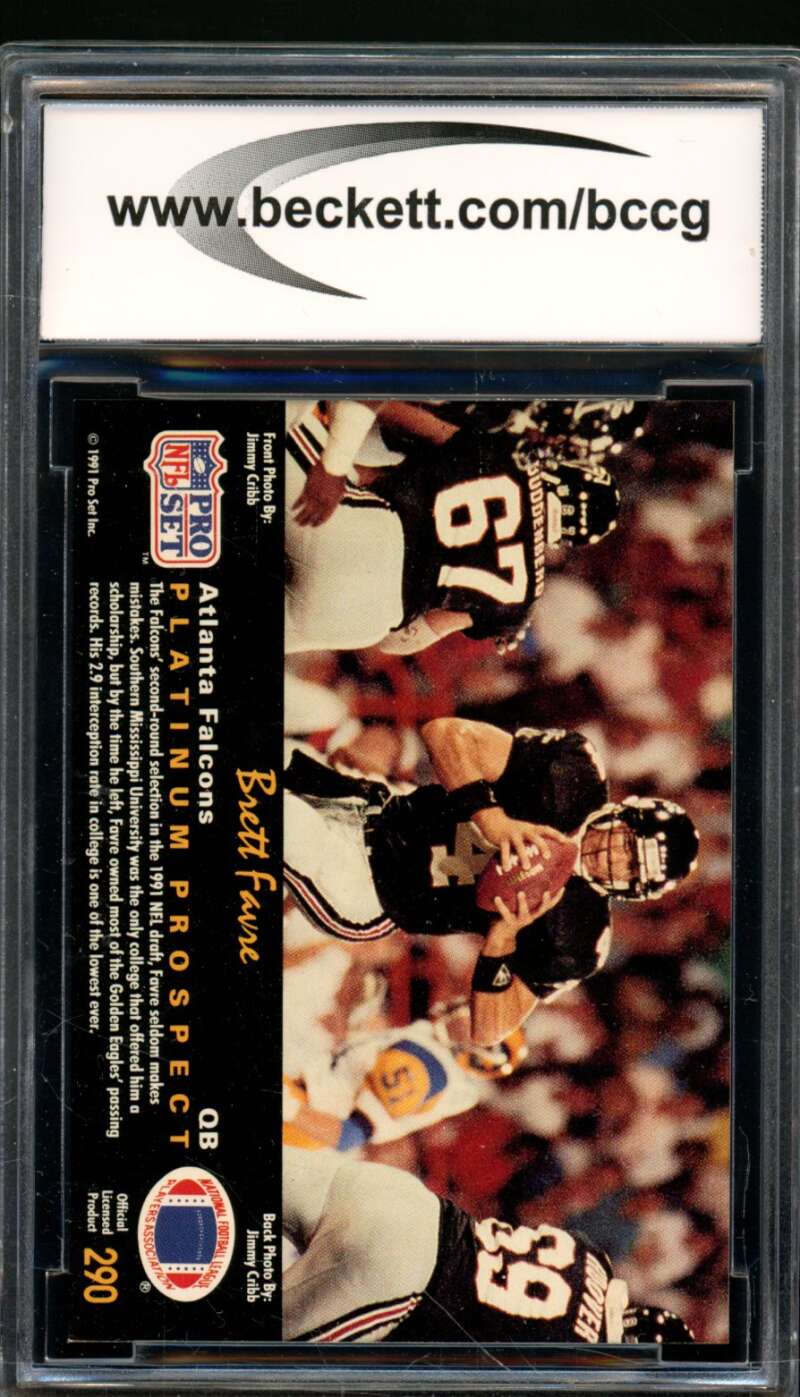 Brett Favre Rookie Card 1991 Pro Set Platinum #290 BGS BCCG 10 Image 2