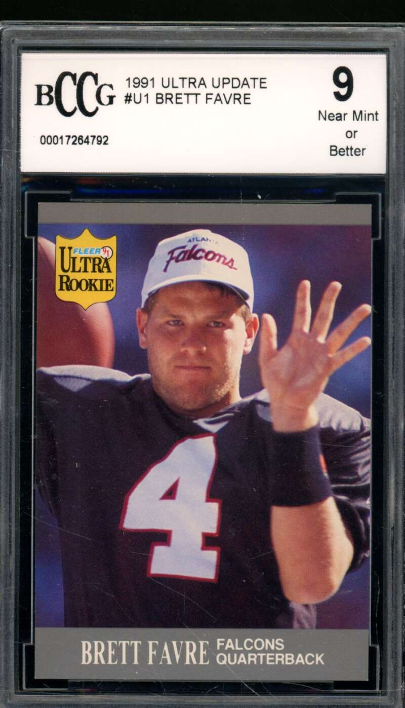 Brett Favre Rookie Card 1991 Ultra Update #U1 BGS BCCG 9 Image 1