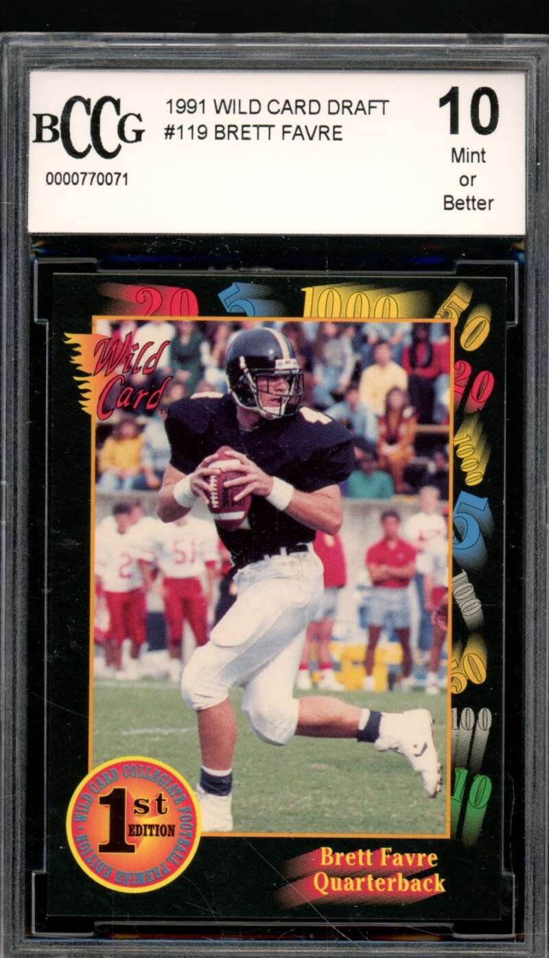 Brett Favre Rookie Card 1991 Wild Card Draft #119 BGS BCCG 10 Image 1