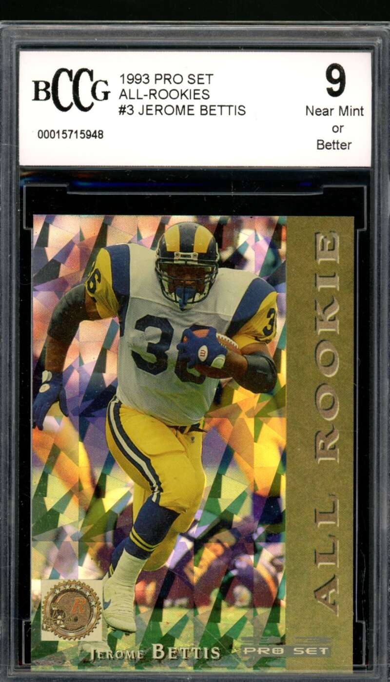 Jerome Bettis Rookie Card 1993 Pro Set #3 BGS BCCG 9 Image 1