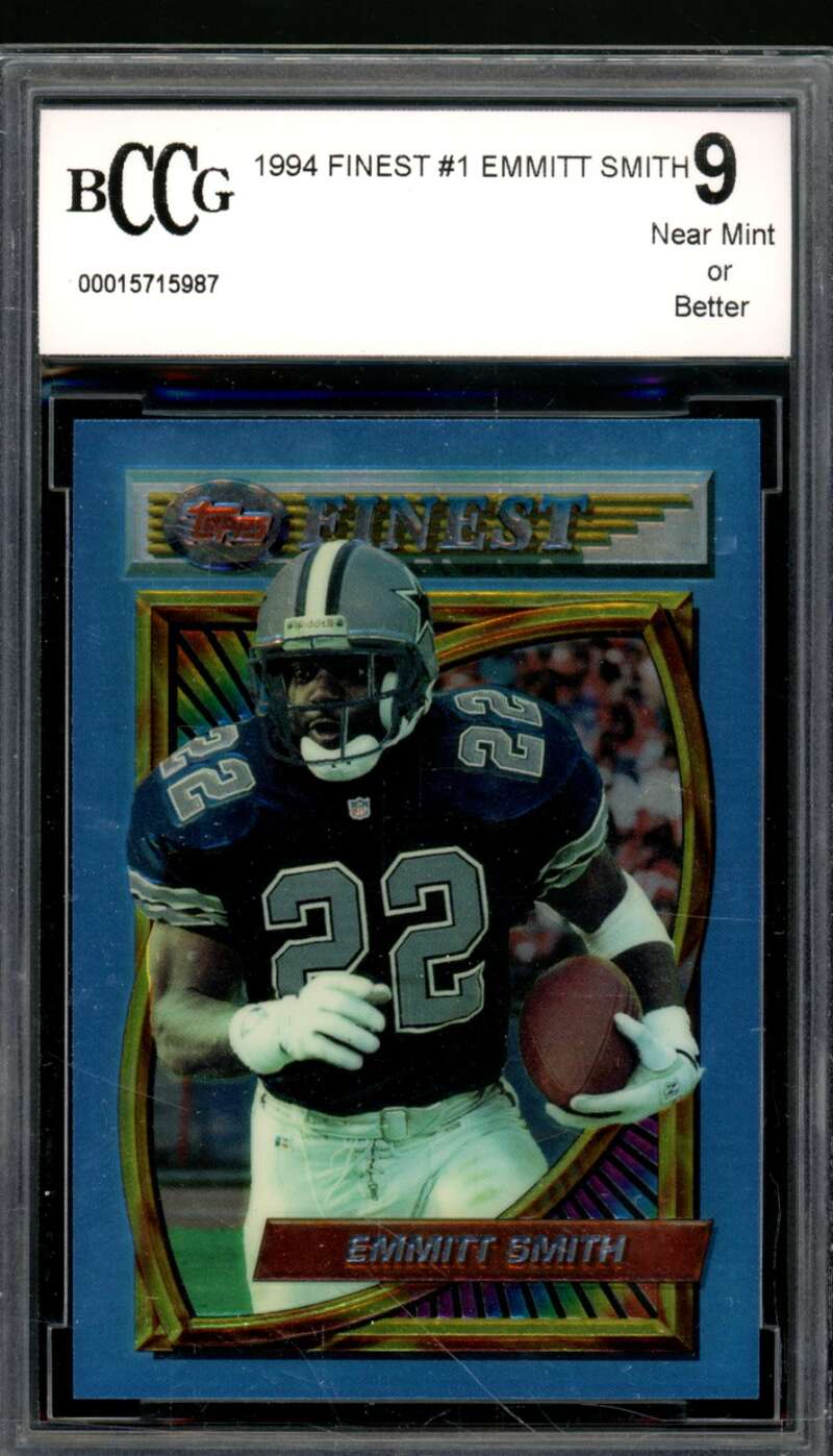 Emmitt Smith Card 1994 Finest #1 BGS BCCG 9 Image 1