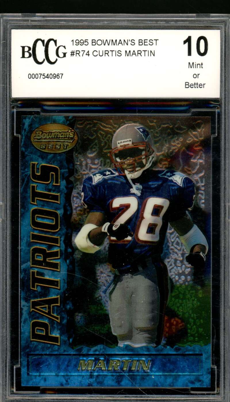 Curtis Martin Rookie Card 1995 Bowman's Best #R74 BGS BCCG 10 Image 1