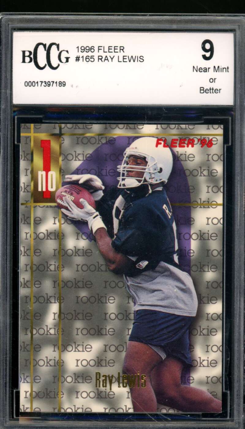 Ray Lewis Rookie Card 1996 Fleer #165 BGS BCCG 9 Image 1