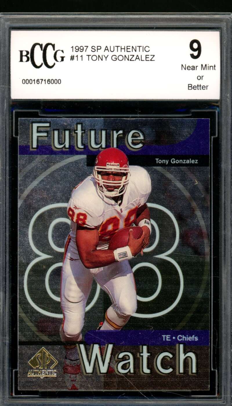 Tony Gonzalez Rookie Card 1997 SP Authentic #11 BGS BCCG 9 Image 1