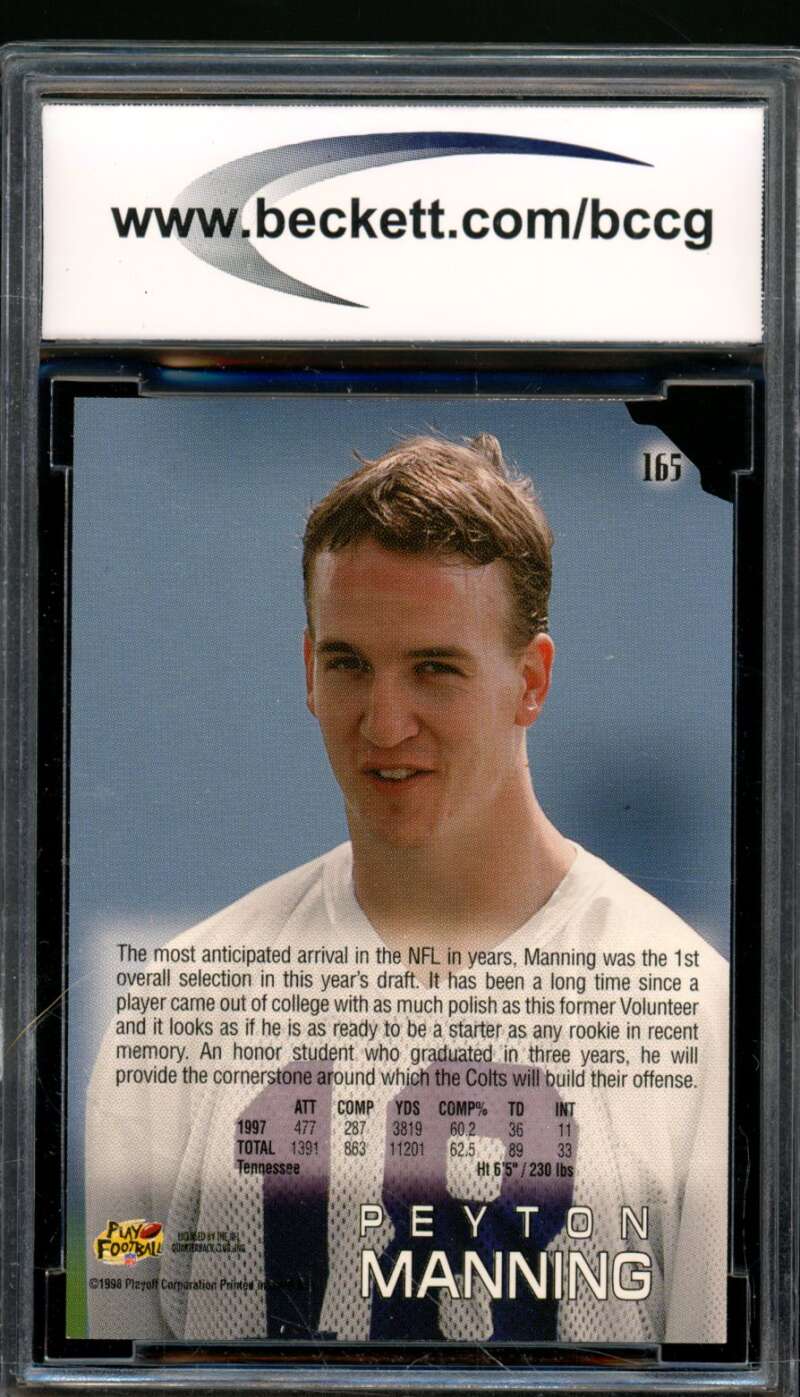 Peyton Manning Rookie Card 1998 Absolute Retail #165 BGS BCCG 8 Image 2