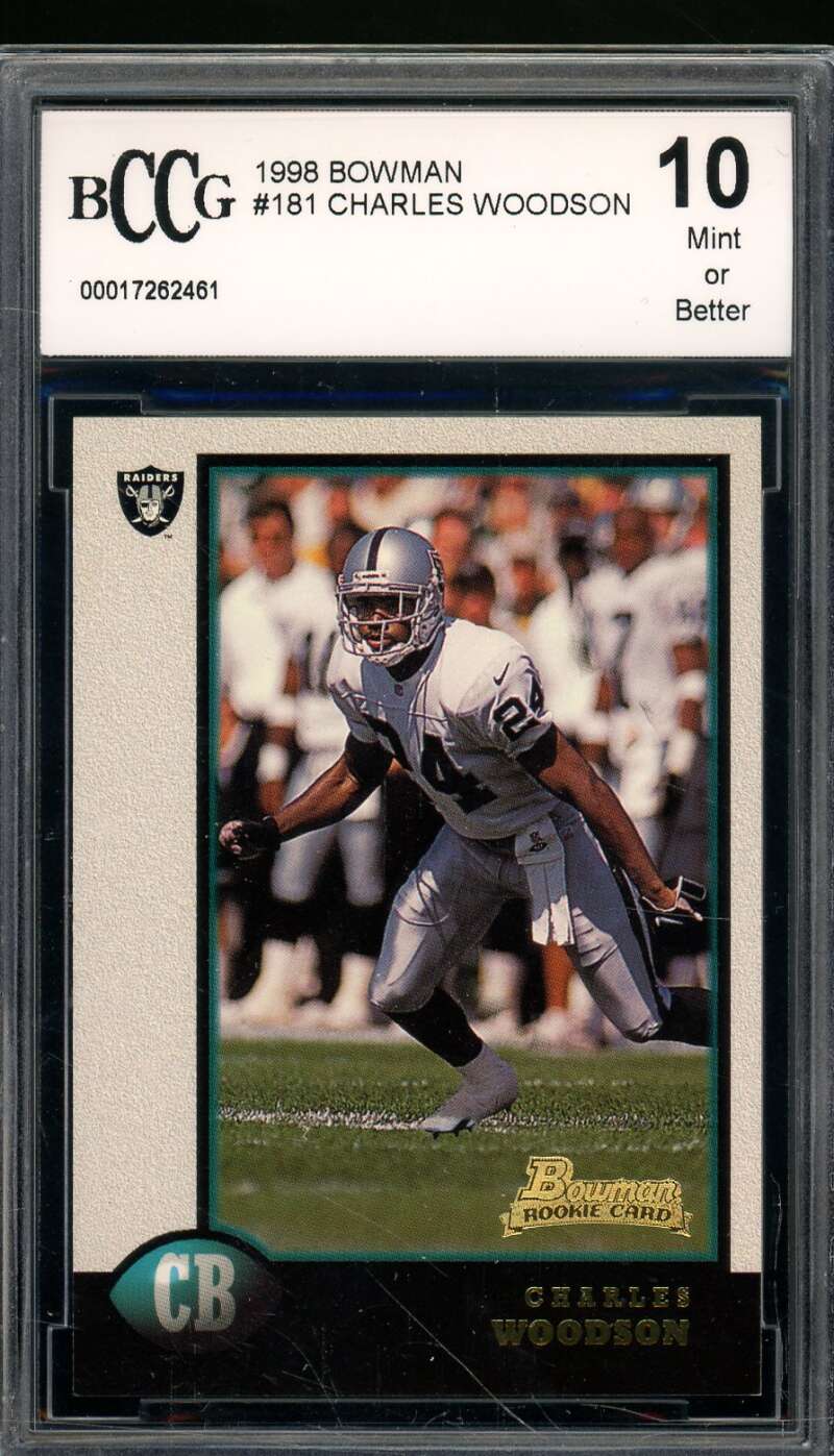 Charles Woodson Rookie Card 1998 Bowman #181 BGS BCCG 10 Image 1