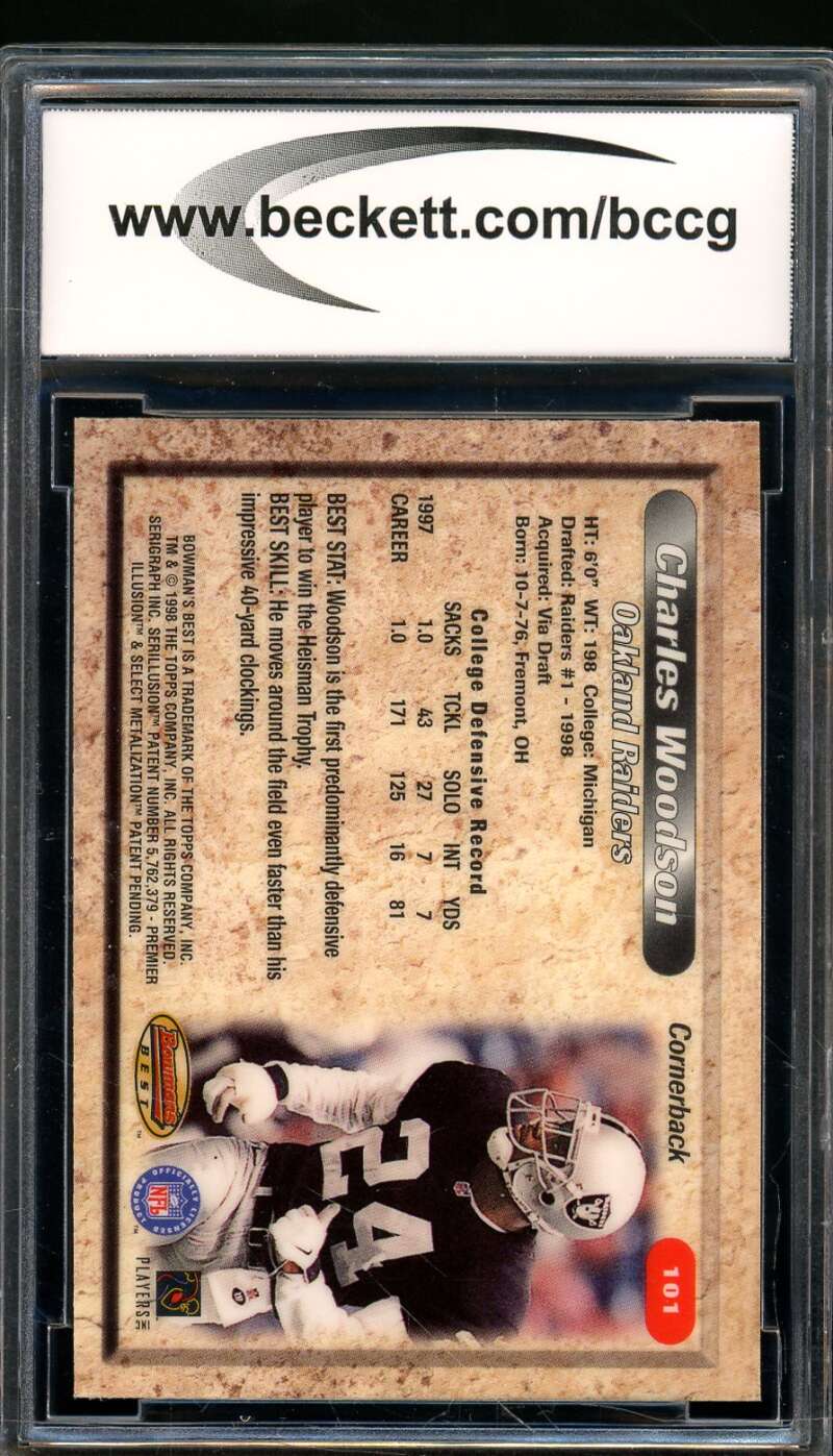 Charles Woodson Rookie Card 1998 Bowman's Best #101 BGS BCCG 9 Image 2