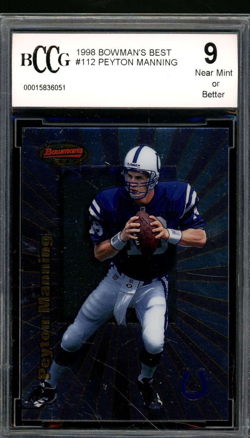 Peyton Manning Rookie Card 1998 Bowman's Best #112 BGS BCCG 9 Image 1