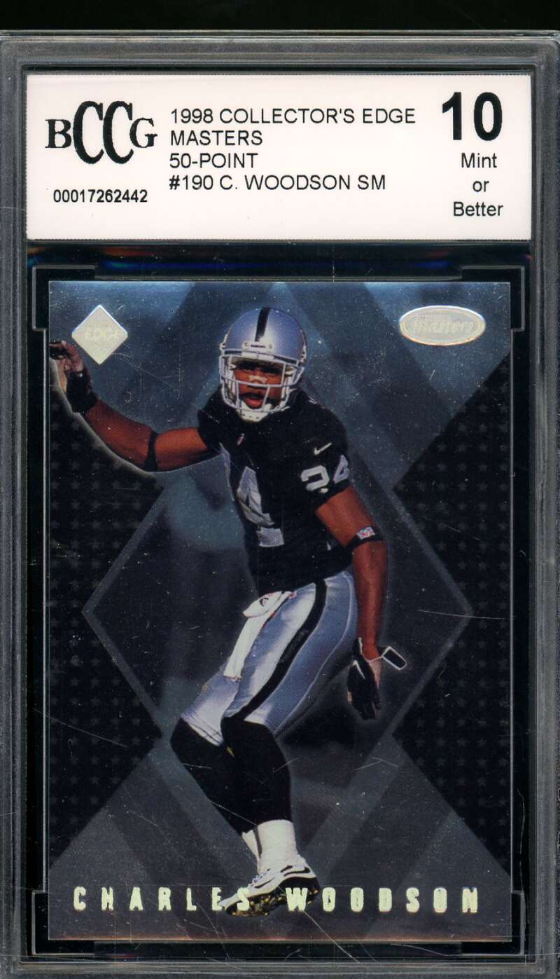 Charles Woodson Rookie 1998 Collector's Edge Masters 50-Point #190 BGS BCCG 10 Image 1