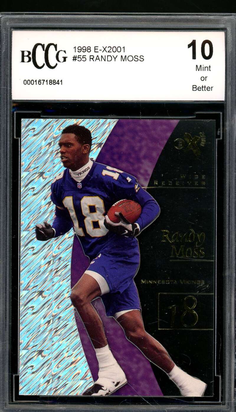 Randy Moss Rookie Card 1998 E-X2001 #55 BGS BCCG 10 Image 1