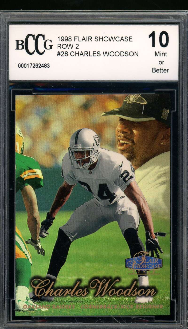 Charles Woodson Rookie Card 1998-99 Flair Showcase Row 2 #28 BGS BCCG 10 Image 1