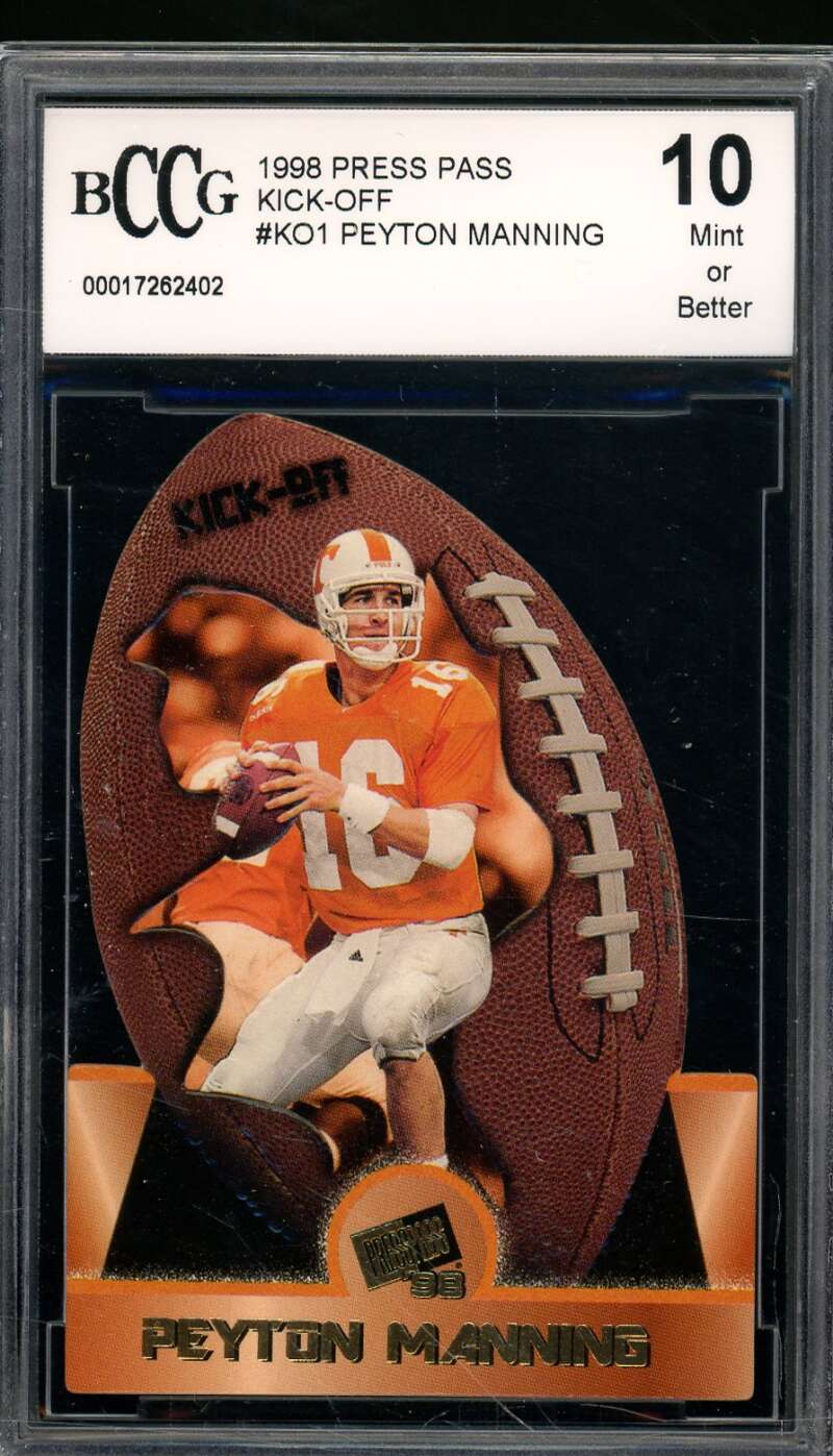 Peyton Manning Rookie Card 1998 Press Pass #KO1 BGS BCCG 10 Image 1