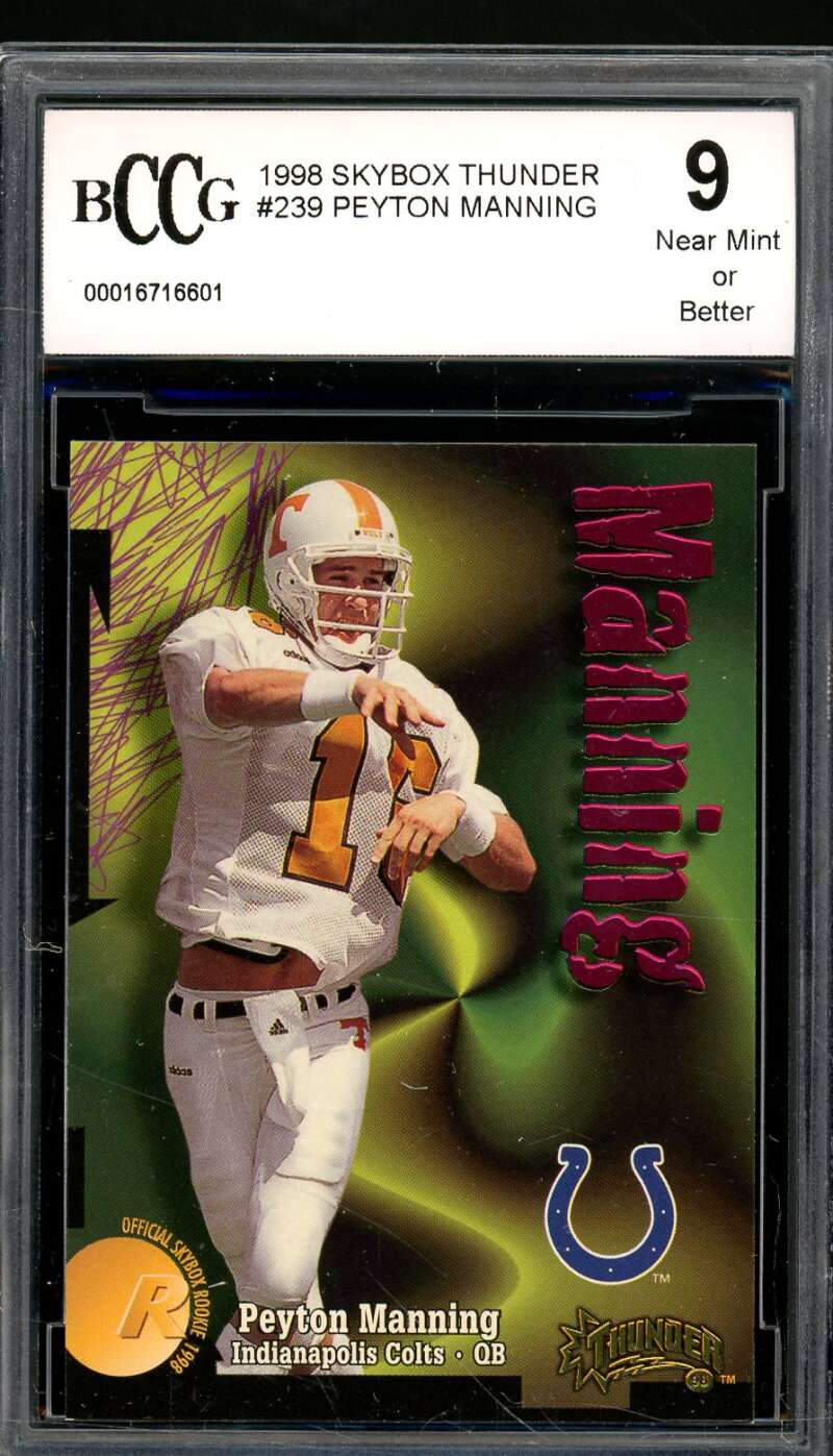 Peyton Manning Rookie Card 1998 SkyBox Thunder #239 BGS BCCG 9 Image 1