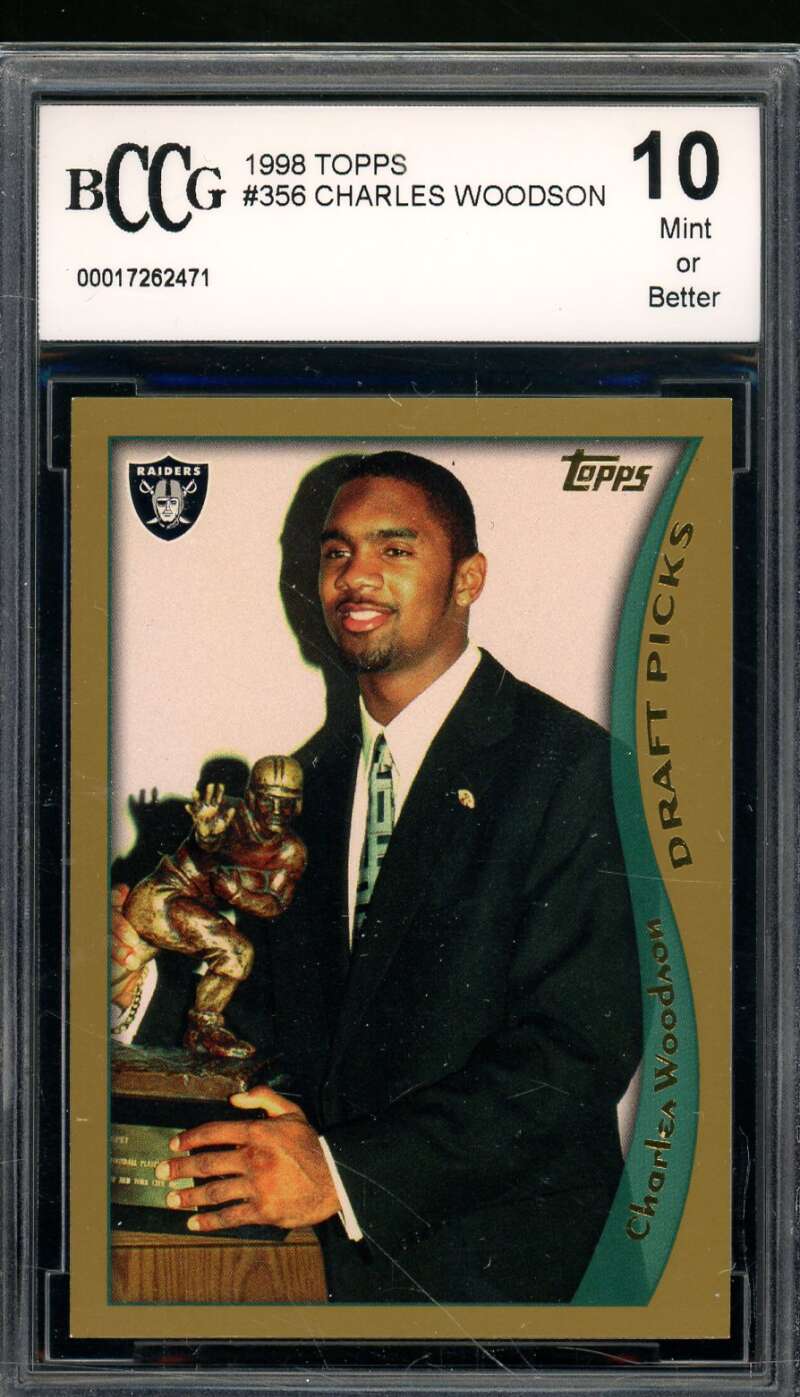 Charles Woodson Rookie Card 1998 Topps #356 BGS BCCG 10 Image 1