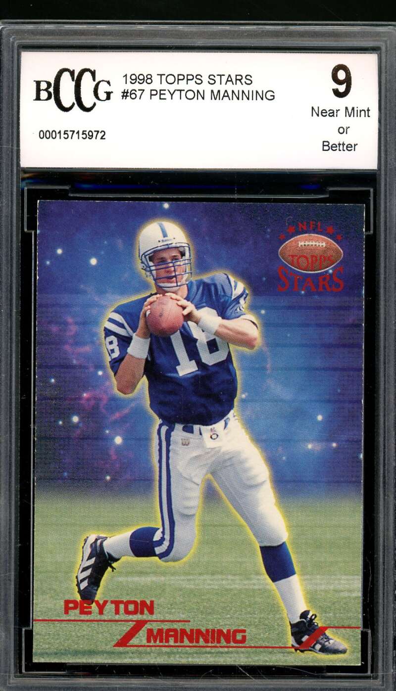 Peyton Manning Rookie Card 1998 Topps Stars #67 BGS BCCG 9 Image 1