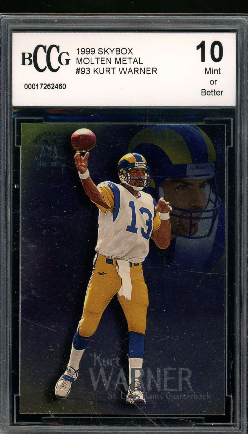 Kurt Warner Rookie Card 1999 SkyBox Molten Metal #93 BGS BCCG 10 Image 1