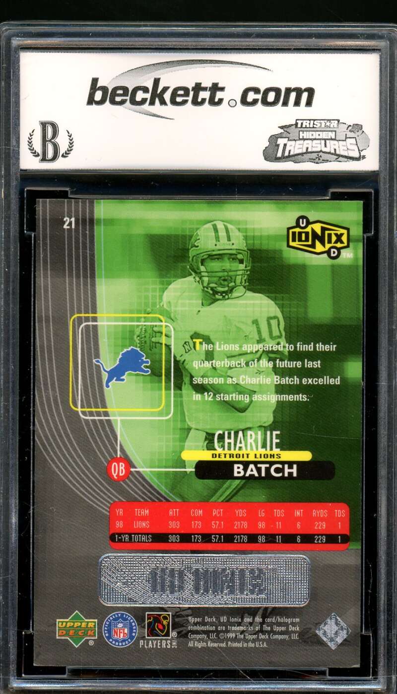 Charlie Batch Rookie Card 1999 UD Ionix #21 BGS BCCG 9 Image 2