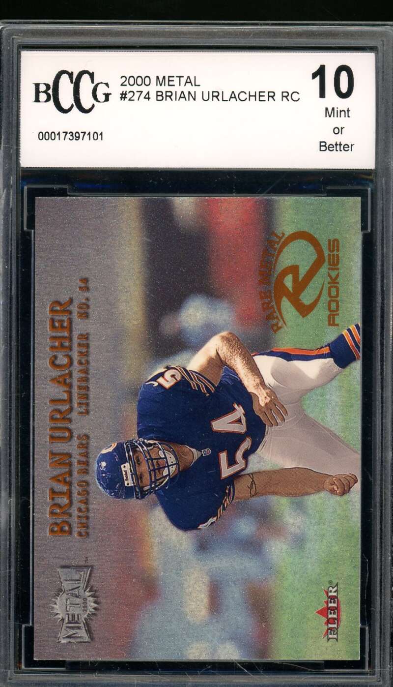 Brian Urlacher Rookie Card 2000 Metal #274 BGS BCCG 10 Image 1