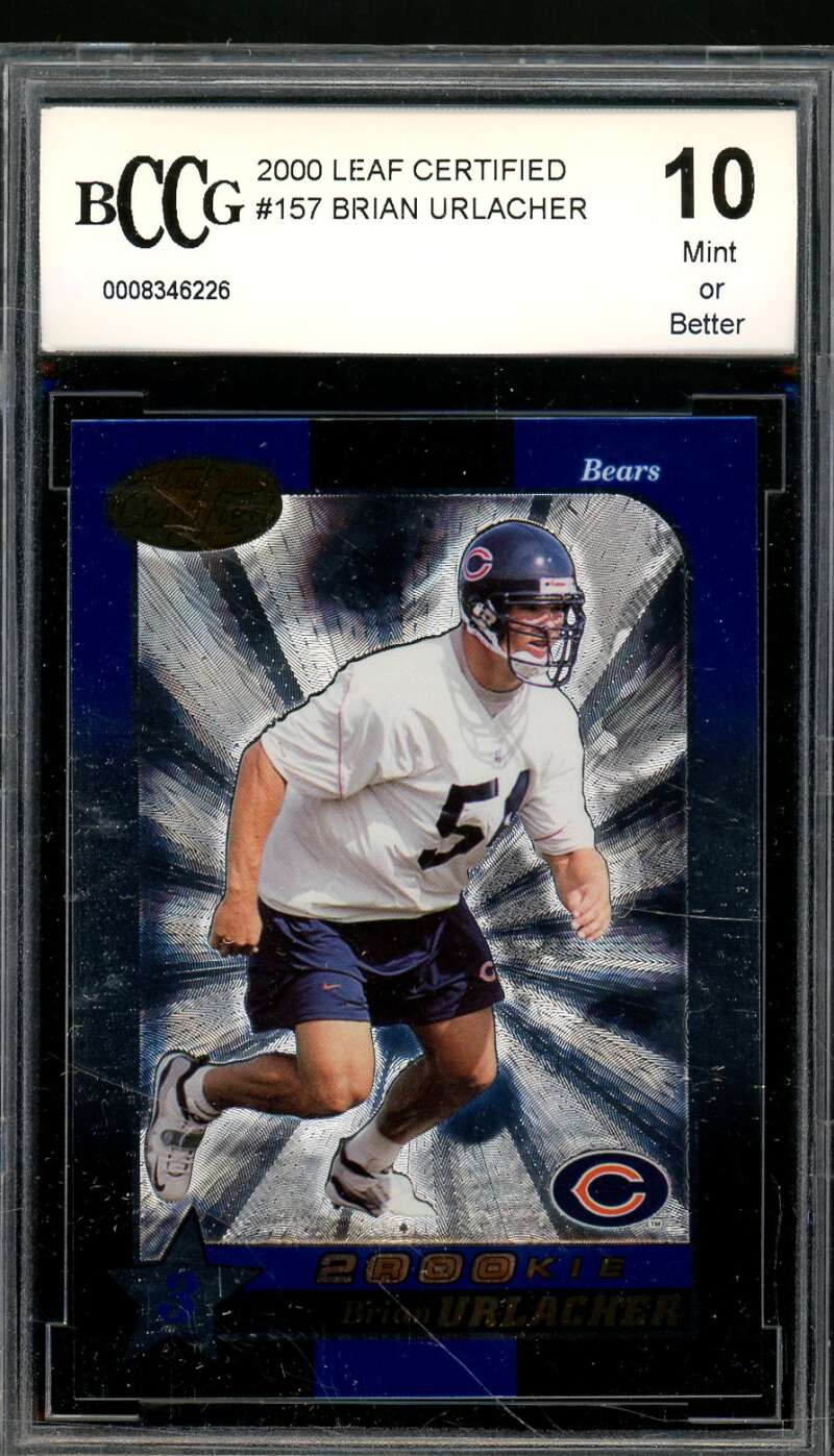 Brian Urlacher Rookie Card 2000 Leaf Certified #157 BGS BCCG 10 Image 1