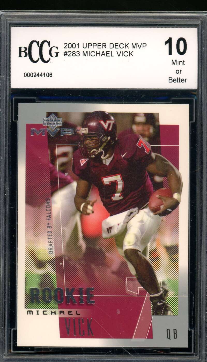 Michael Vick Rookie Card 2001 Upper Deck MVP #283 BGS BCCG 10 Image 1